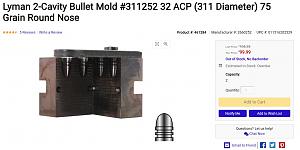 Click image for larger version. 

Name:	Lyman 311252 75gr .311 dia .32ACP mold.jpg 
Views:	23 
Size:	34.3 KB 
ID:	285840